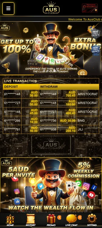 Ausclub Casino mobile browser interface